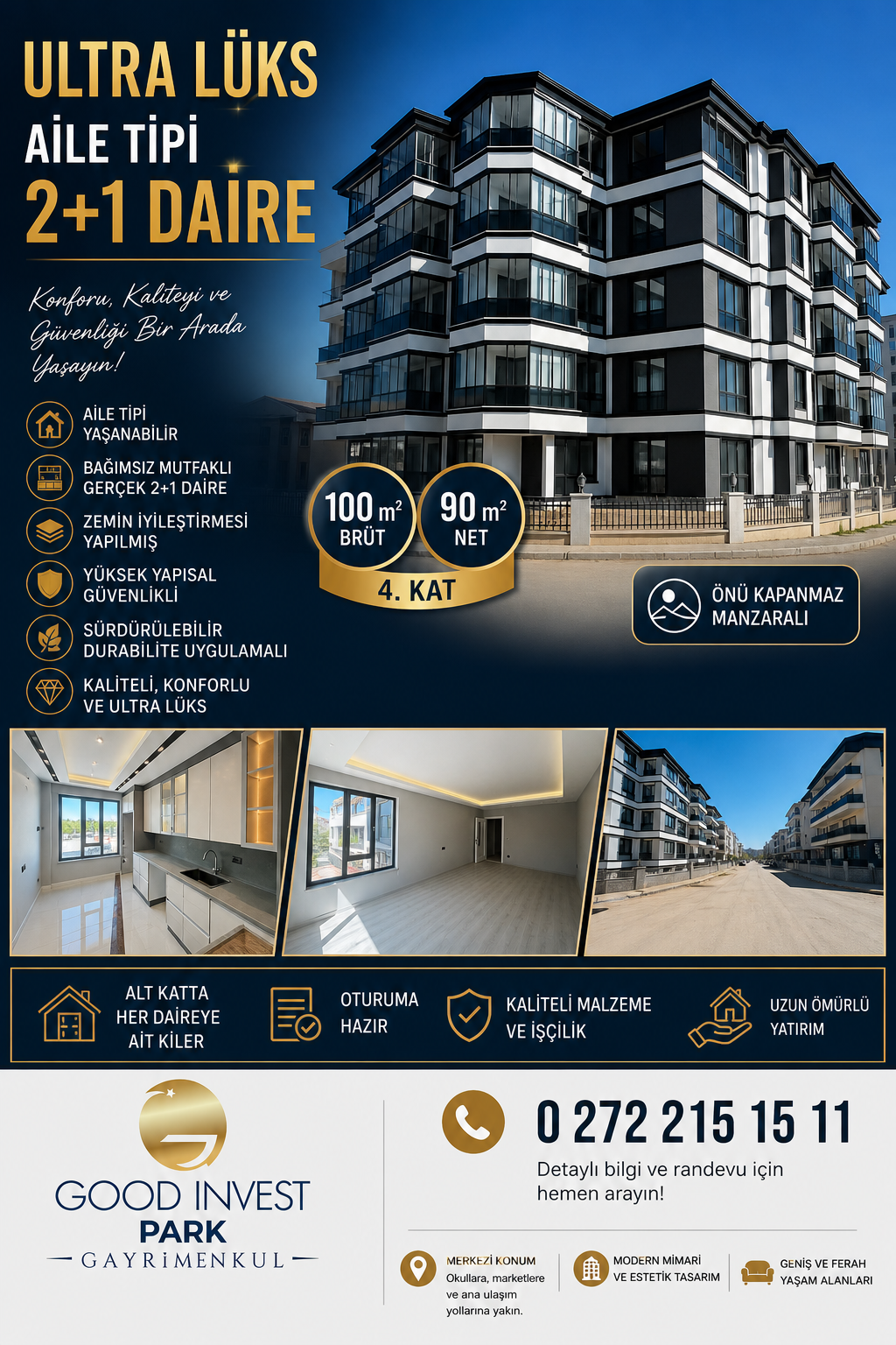 SELÇUKLU MAH. AİLE TİPİ 2+1 OTURUMA HAZIR, ÖNÜ KAPANMAZ MANZARALI, LÜKS, KONFORLU SATILIKDAİRE H.K